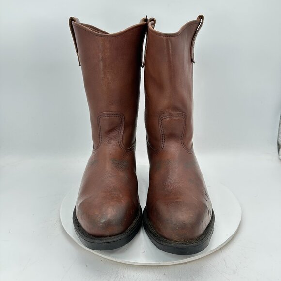 Red Wing 2214 Men Size 10.5 E3 Pecos Brown Leather Vibram Sole Hard Toe Boot - Picture 2 of 14
